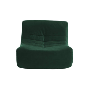 Fauteuil chauffeuse en velours style contemporain 3 places vert
