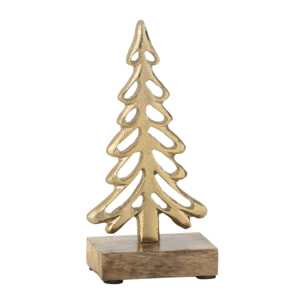 J-Line décoration Arbre Sur Pied - aluminium/bois - or - small