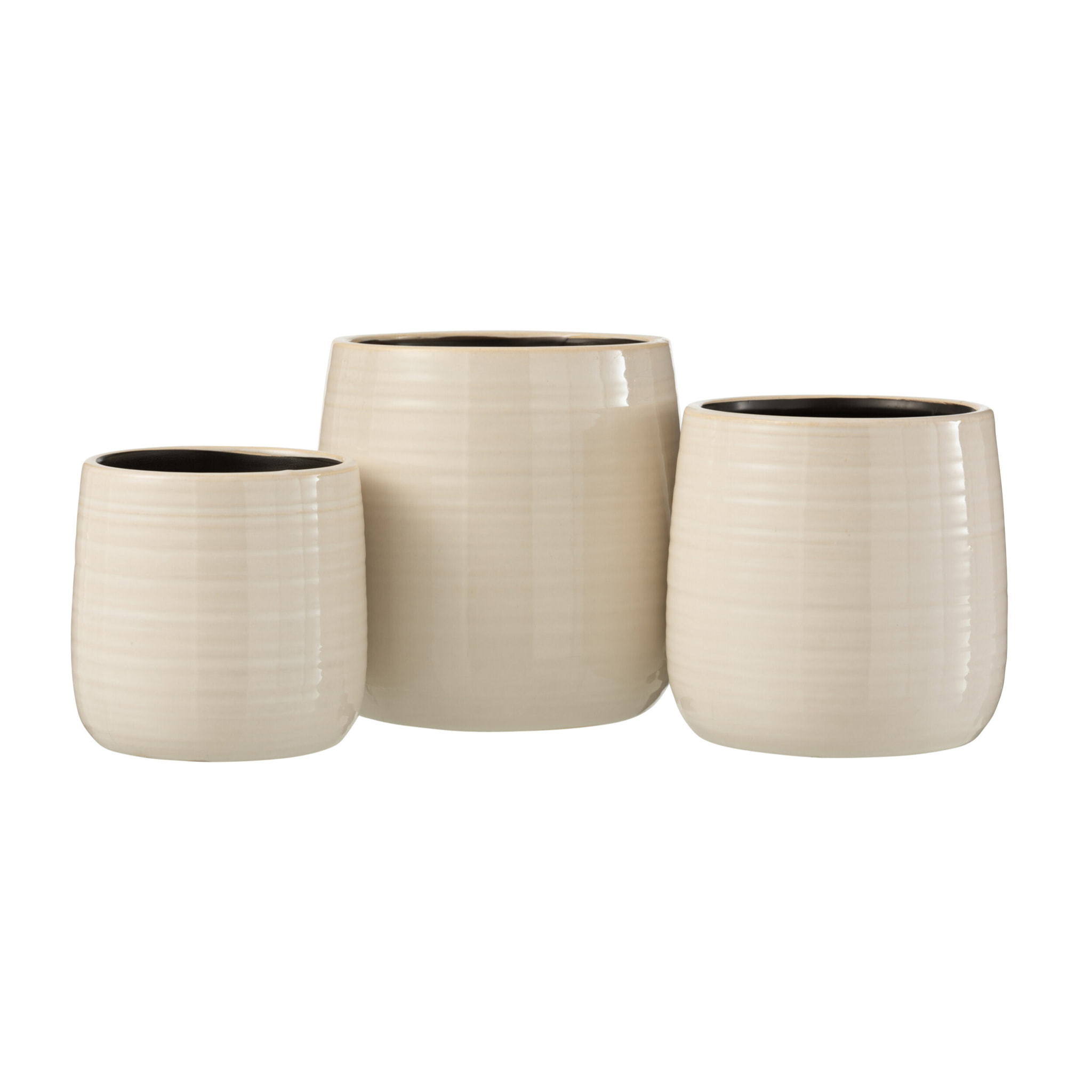 J-Line cache-pot Uni - céramique - blanc - large -  Ø 16.5 cm