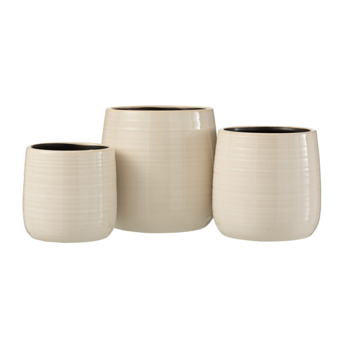 J-Line cache-pot Uni - céramique - blanc - large -  Ø 16.5 cm