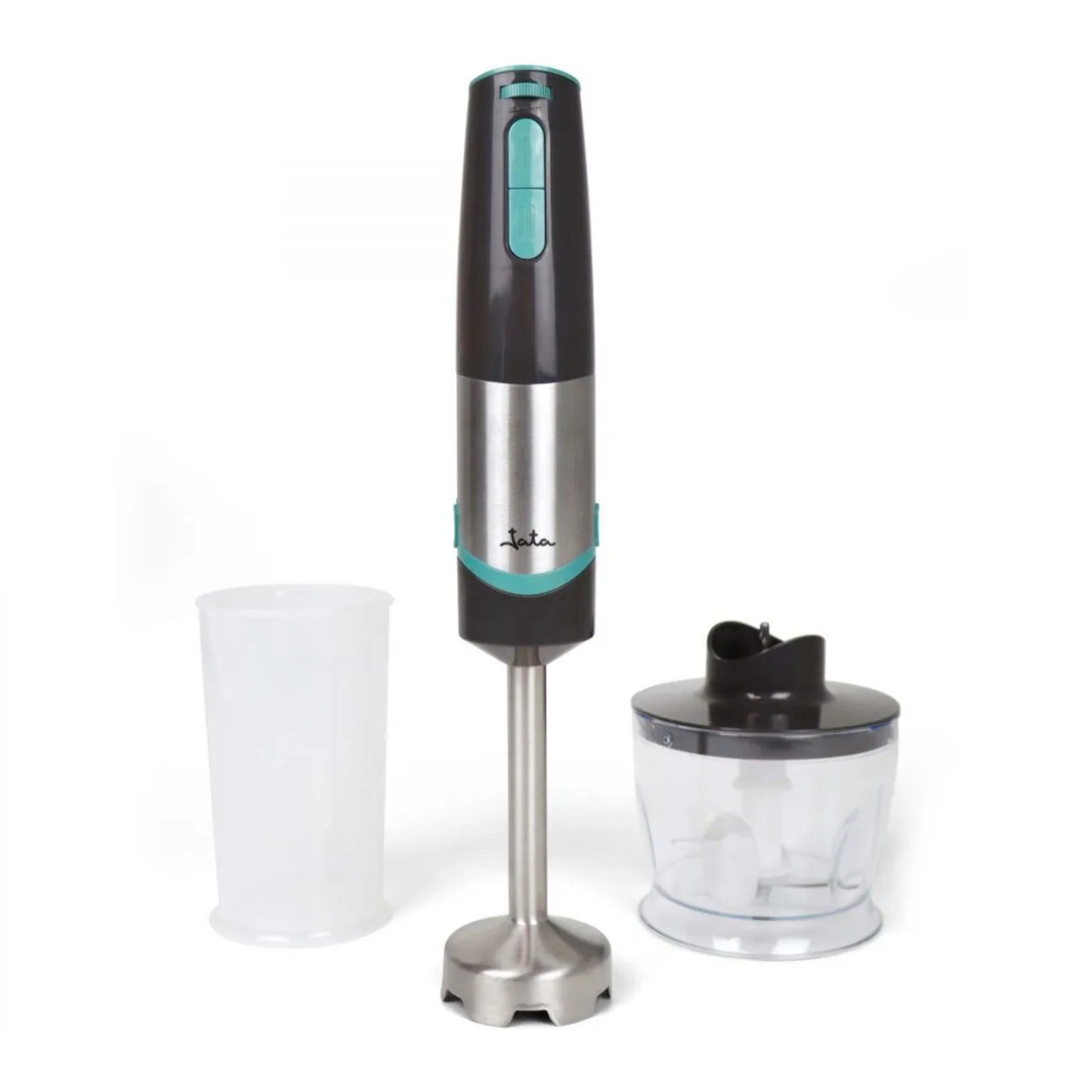 Batidora de mano JATA JEBT1790 de 800 W. 4 cuchillas. Función turbo. Incluye picadora y vaso medidor
