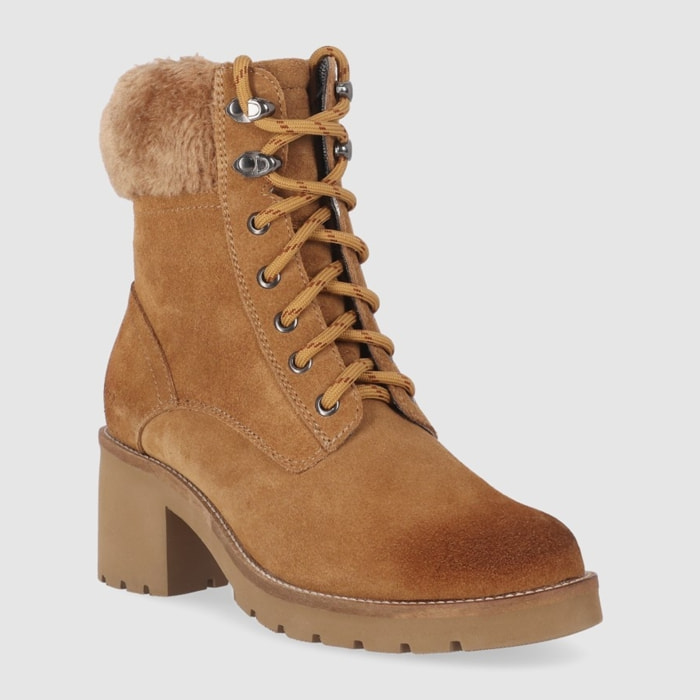Botines de Serraje - Cuero - Tacón: 6 cm