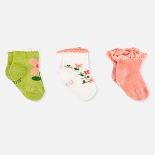 Pack calcetines para niña estampados de color salmón