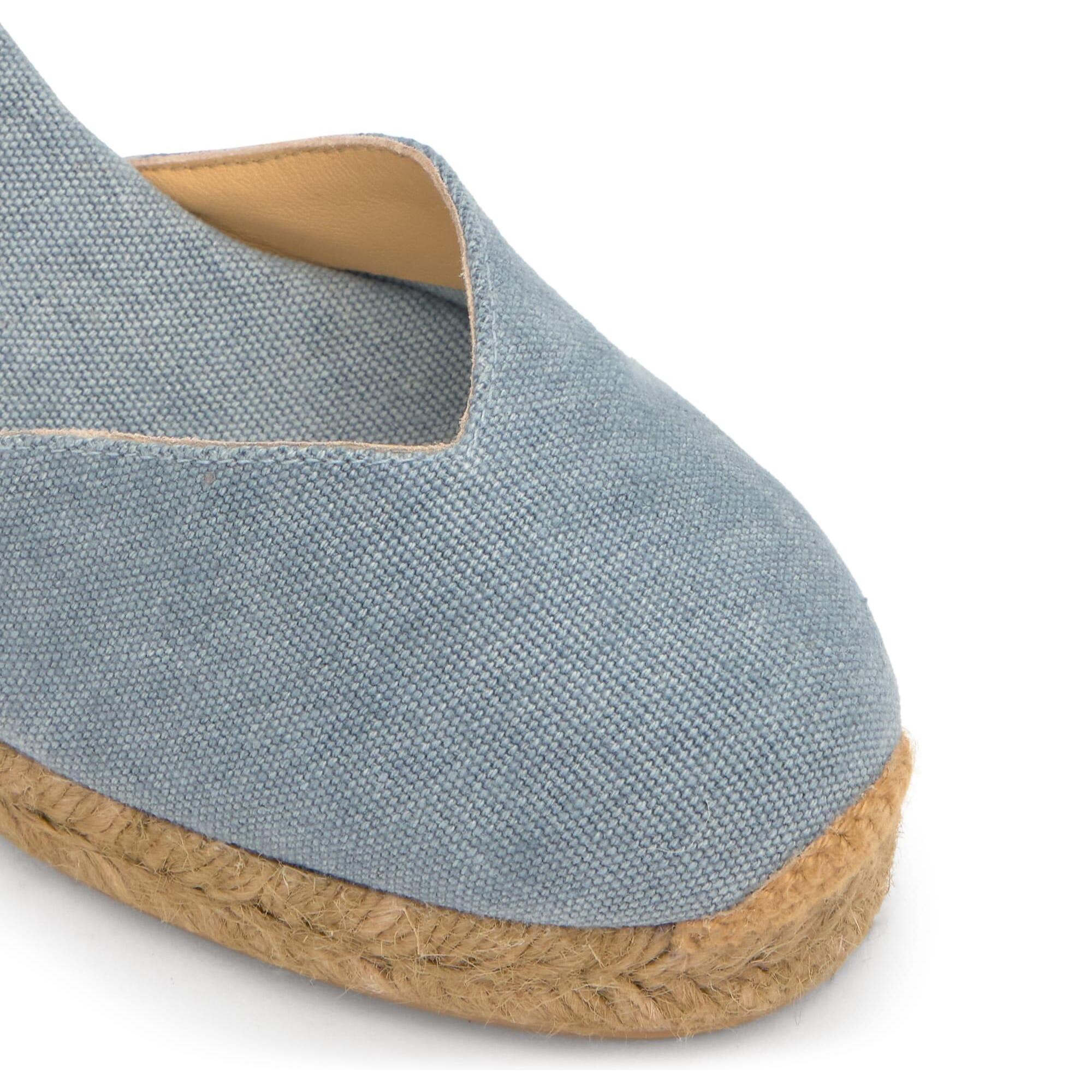 Alpargata chiara cuña 7 cm en algodón orgánico con cintas