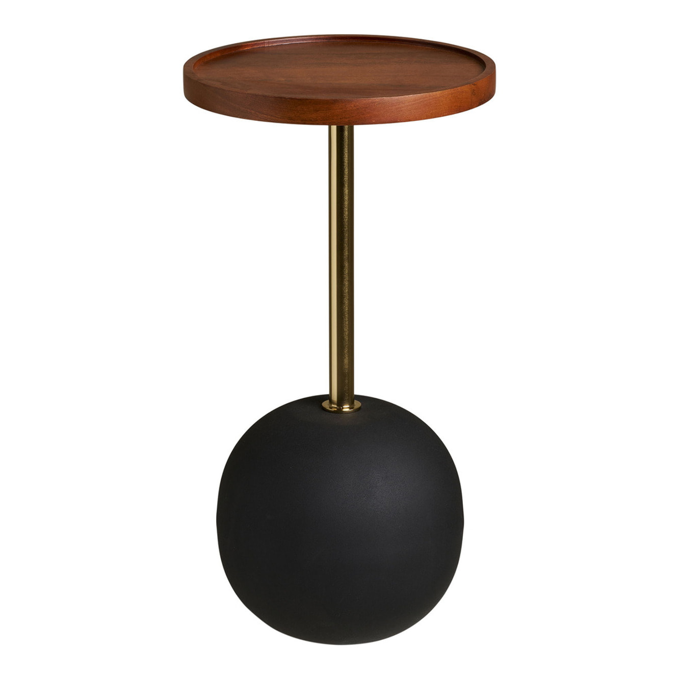 Tavolino d'appoggio Sirone in legno di mango e acciaio finitura ottone nero ø30×56 cm