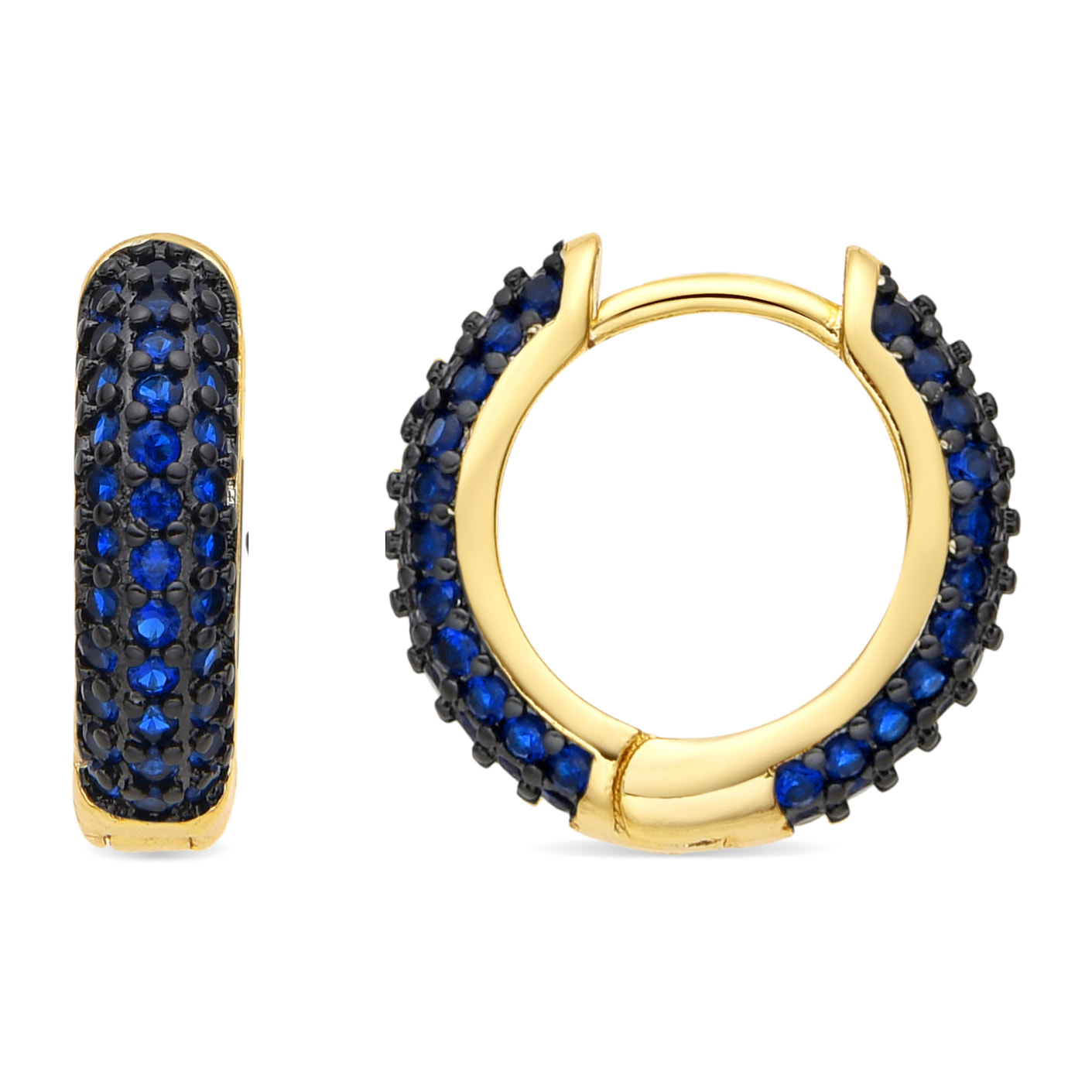 Pendientes de 9mm de diámetro acabado oro amarillo de 18k y Circonita Zafiro