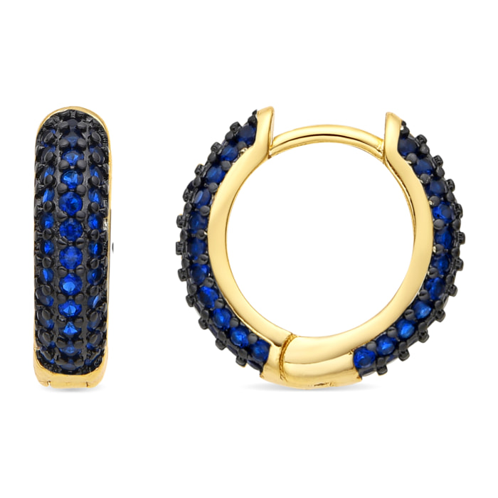 Pendientes de 9mm de diámetro acabado oro amarillo de 18k y Circonita Zafiro