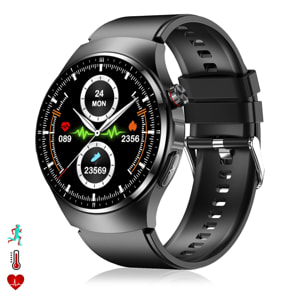 DAM Smartwatch TK25. ECG , glucosa en sangre, ácido úrico y lípidos, IMC grasa corporal, temperatura, O2 y tensión. 5,4x1,2x4,7 Cm. Color: Negro