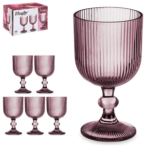 PACK 6 COPAS VINO 260ML ROSA RAYAS