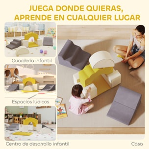 Juego de 7 Bloques de Espuma para Niños, Bloques de Psicomotricidad, Figuras de Construcción, Juguete para Aprendizaje para Escalar y Gatear, Amarillo