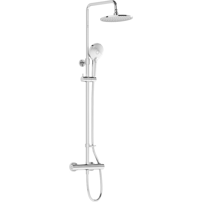 AQUAHEAT JOY Colonne de douche thermostatique, tête de douche XXL 220 mm + Douchette 3 jets, Chrome (A47200EXP)