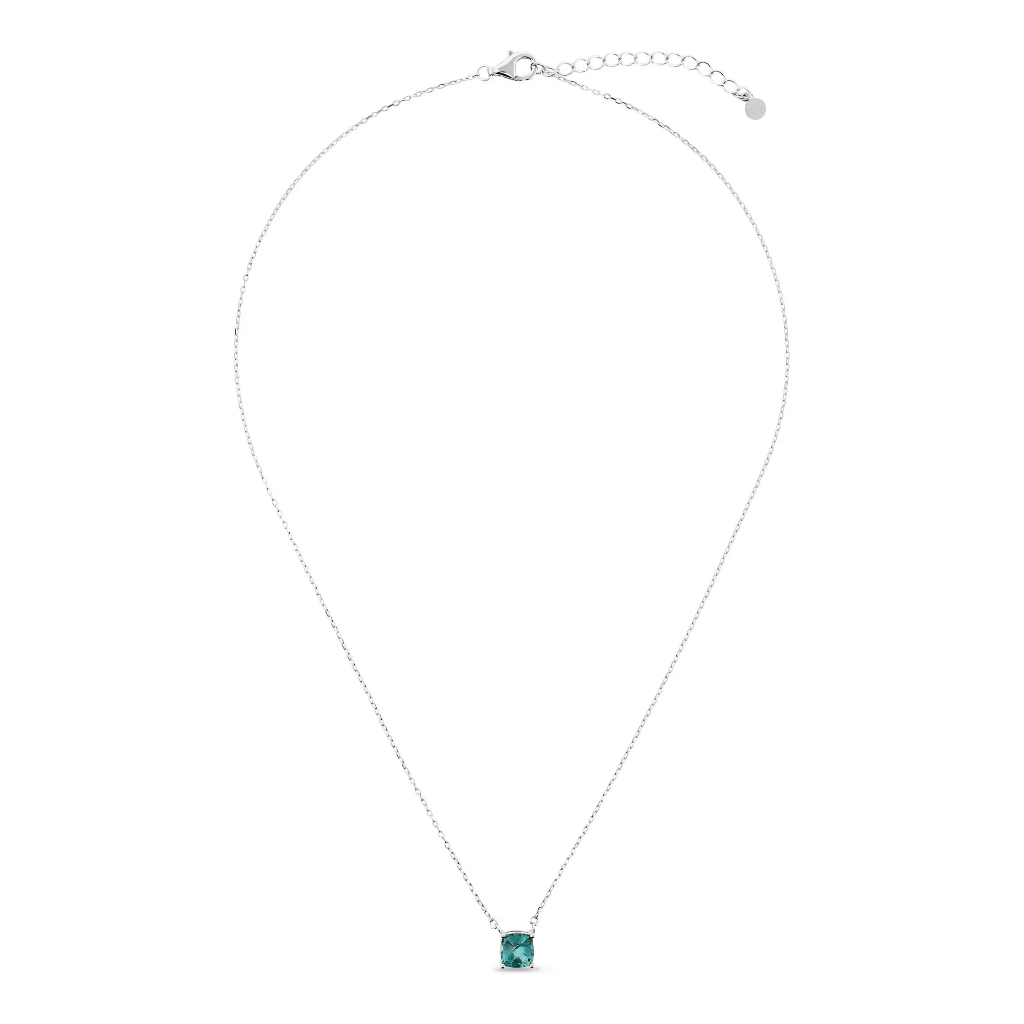 Collana in Argento 925 con Ciondolo in Pietra Prisma Gem Blu