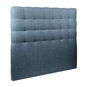 Lit avec sommier et tête de lit capitonnée - Tissu bouclette au style chic - Adapté à tous les matelas, montage rapide - Rangement XXL