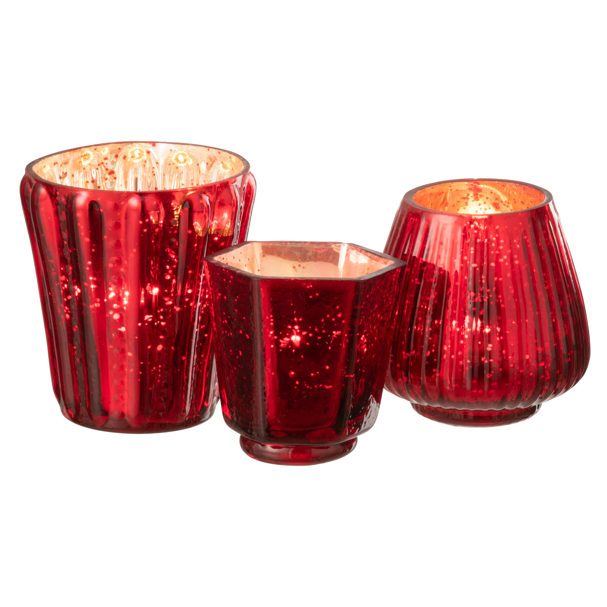 J-Line bougeoir - verre - rouge - 2 pcs