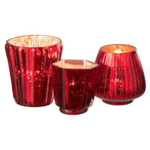 J-Line bougeoir - verre - rouge - 2 pcs