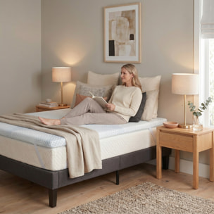 Surmatelas ViscoTouch, 5 cm, Mémoire de Forme et Gel Rafraîchissant, Très Bonne Indépendance de Couchage, Fabrication Française