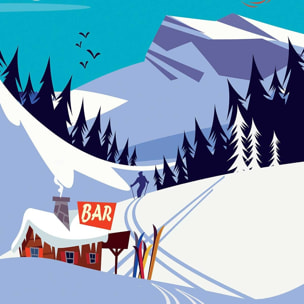 Poster ski courchevel Affiche sous cadre bois