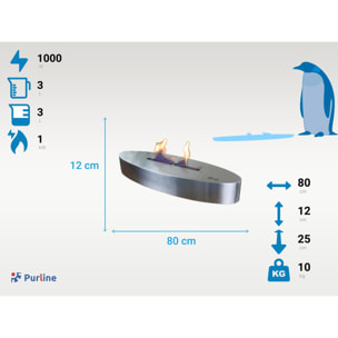 Chimenea de etanol de sobremesa en acero inoxidable ELECTRA PURLINE