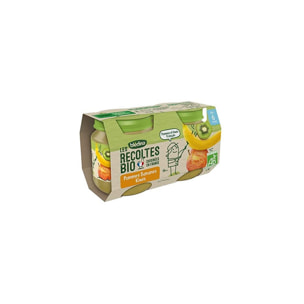 24 Petits Pots Pommes, Bananes, Kiwis 12x(2x130g) - Les Récoltes Bio Dès 6 Mois