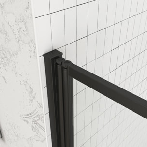Pare baignoire Pivotant 70x120cm - 2 Volets Noir Mat - Verre Trempé 4mm - DUPLO