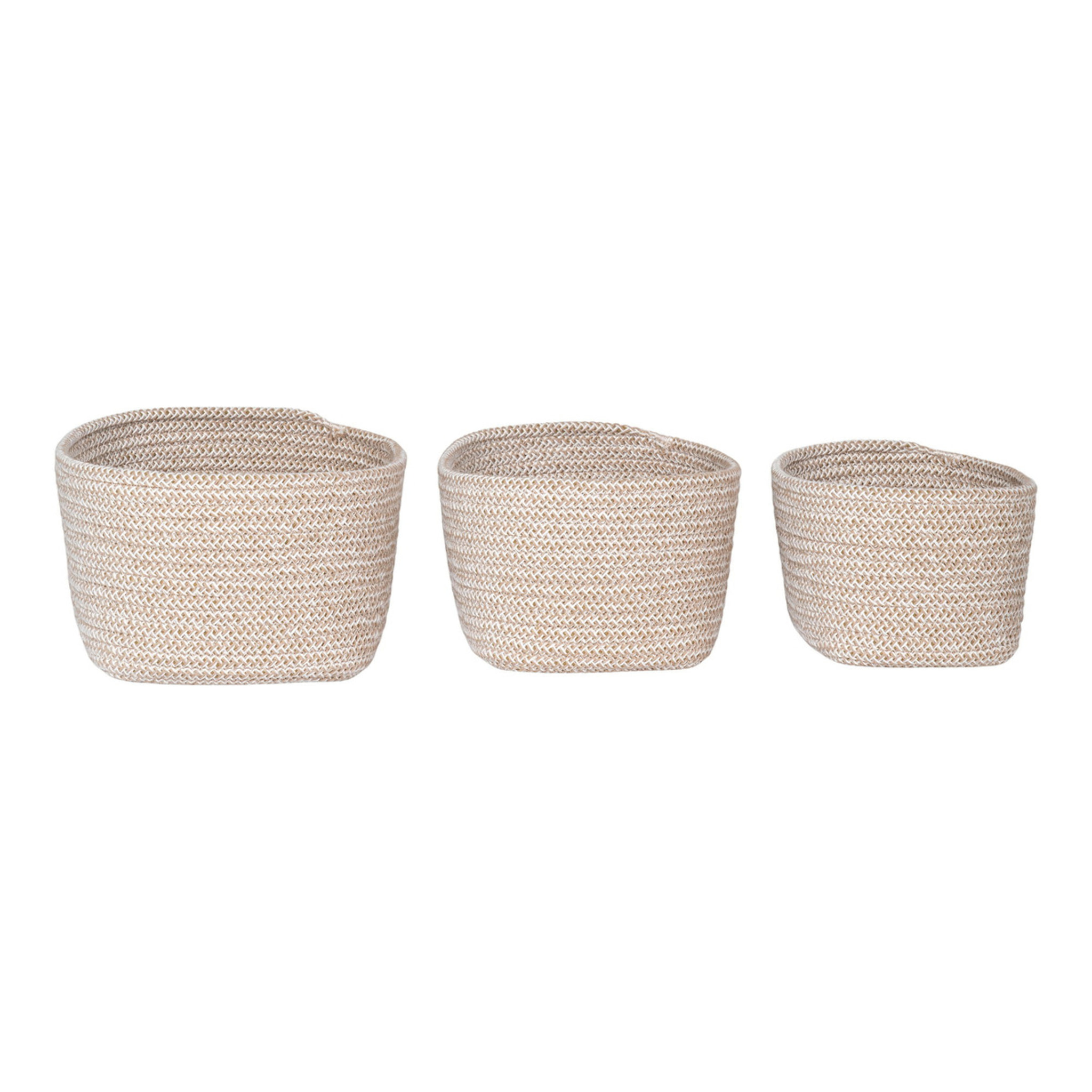 Set 3 cestini in cotone intrecciato Cadima — beige nordico