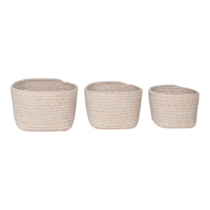 Set 3 cestini in cotone intrecciato Cadima — beige nordico