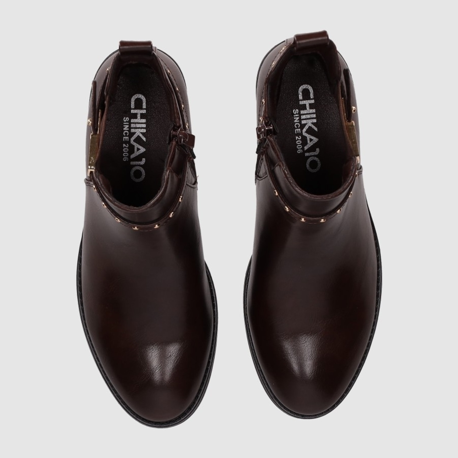 Botines de Piel Sintética - Marron/Dk.Brown - Tacón: 5 cm
