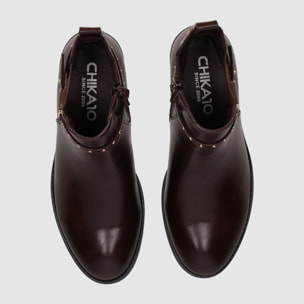 Botines de Piel Sintética - Marron/Dk.Brown - Tacón: 5 cm