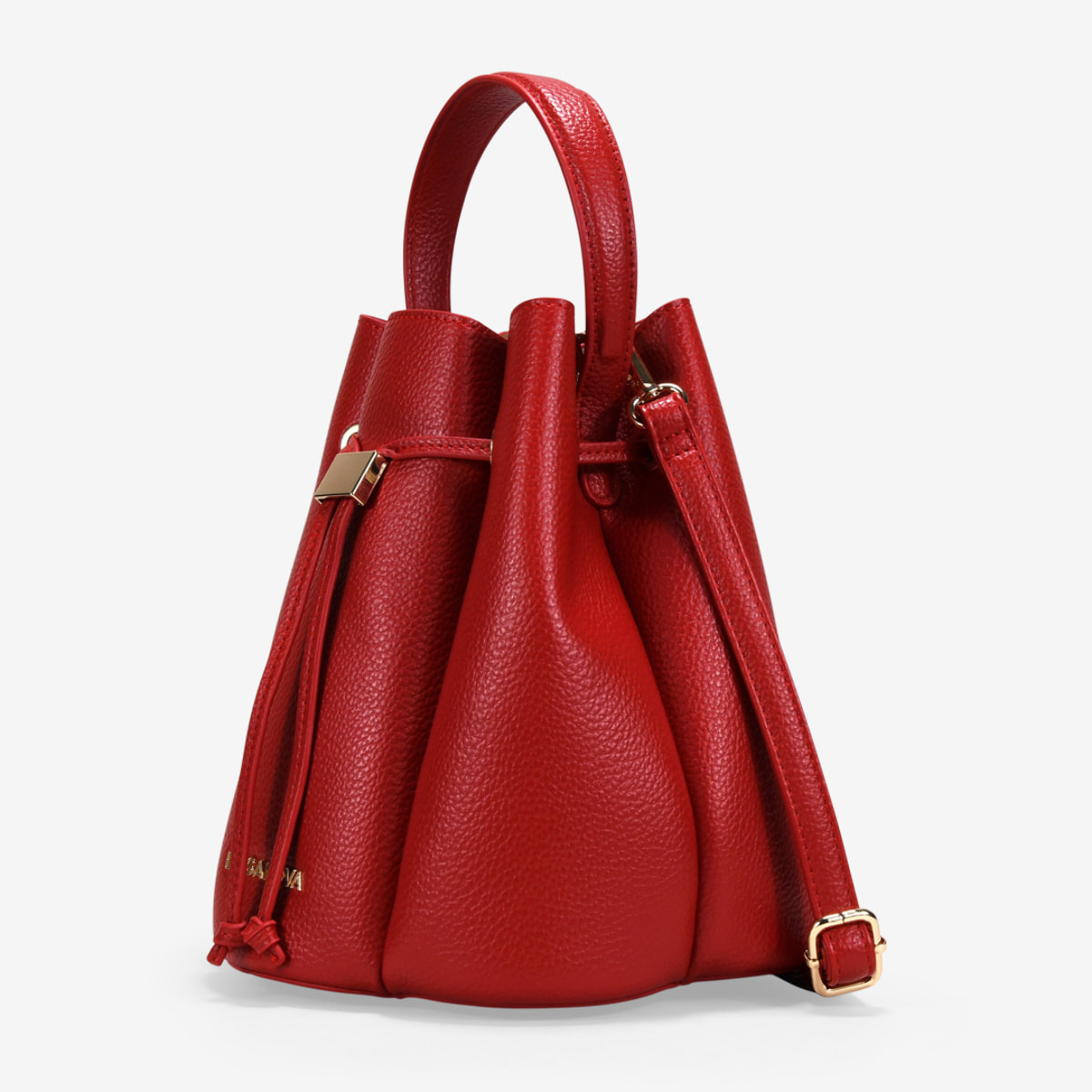Bolso cubo rojo efecto plisado