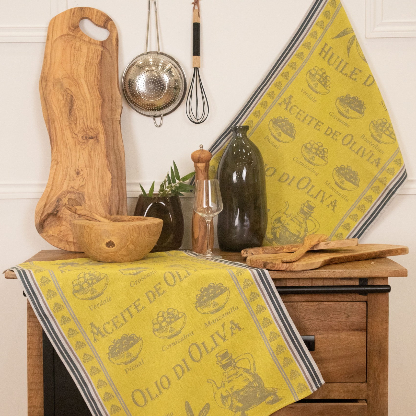 Torchon en coton huile d’olive - Jaune