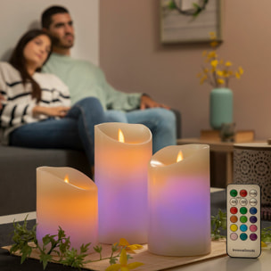 Candele a LED Multicolor Effetto Fiamma con Telecomando Lendles InnovaGoods 3 Unità