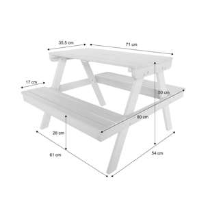 Table de pique-nique, salon de jardin enfant bois d'acacia 2 places CAROLINE