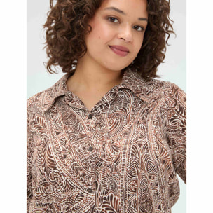 Fiorella Rubino - Camicia stampata con nodo - Marrone