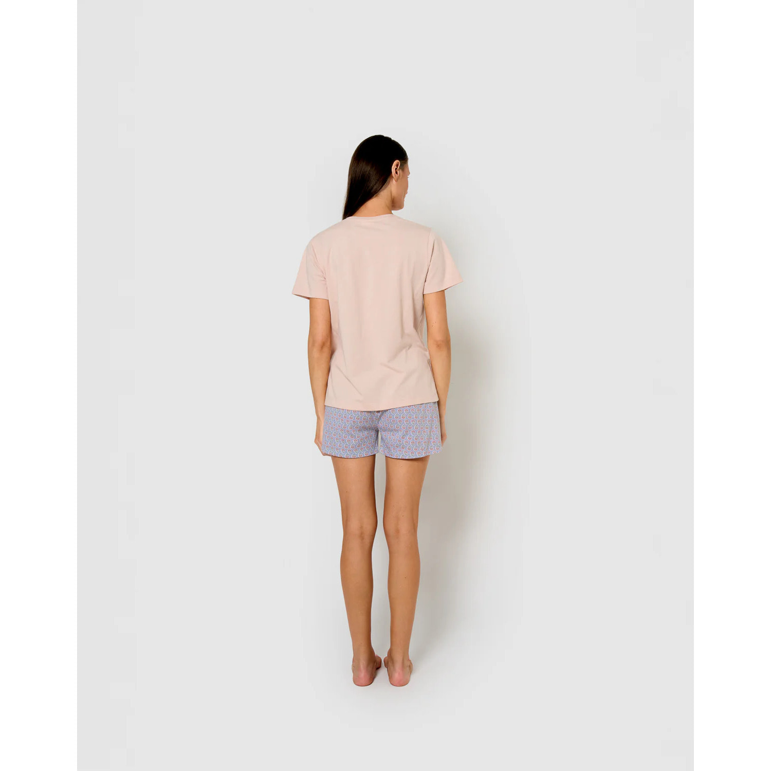 Pigiama corto in cotone blu Milena