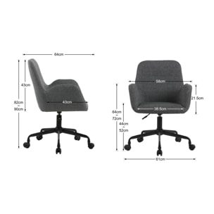 Silla de estudio Mael tela gris moteado 90x61x64 cm