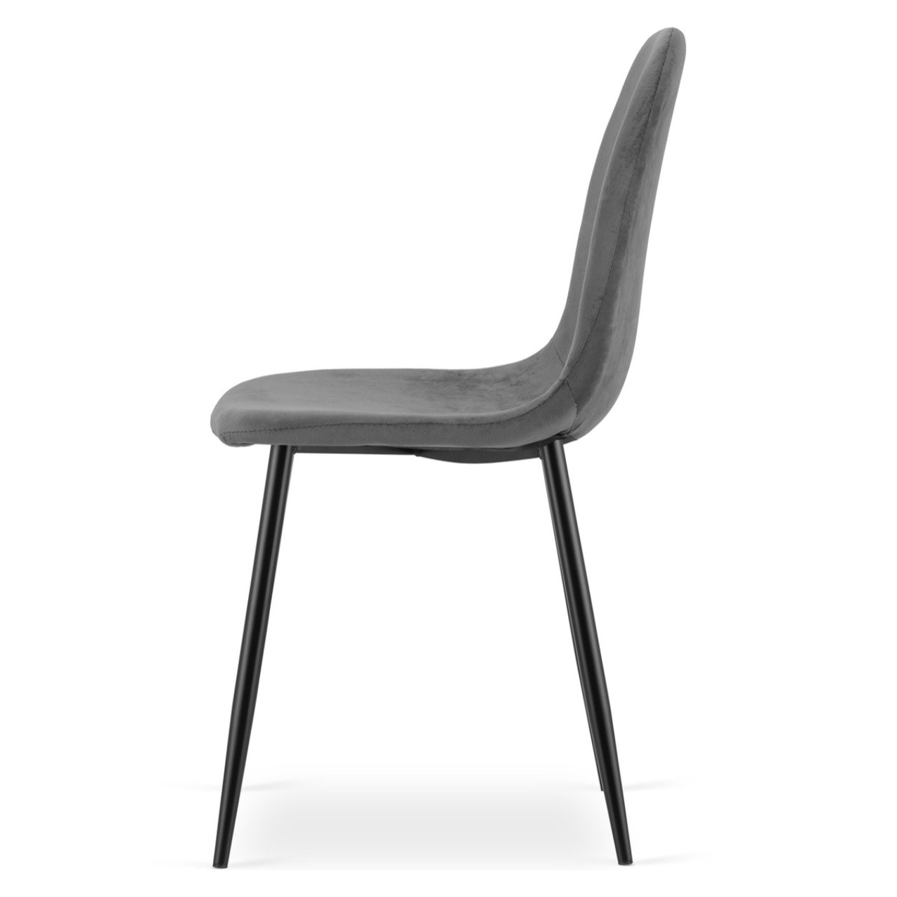 Sedia Padva in velluto grigio scuro con gambe nere