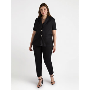 Fiorella Rubino - Blazer maniche corte in cotone - Nero