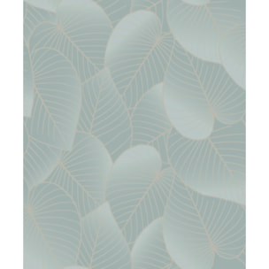 Papier peint feuilles tropicales bleu glacier