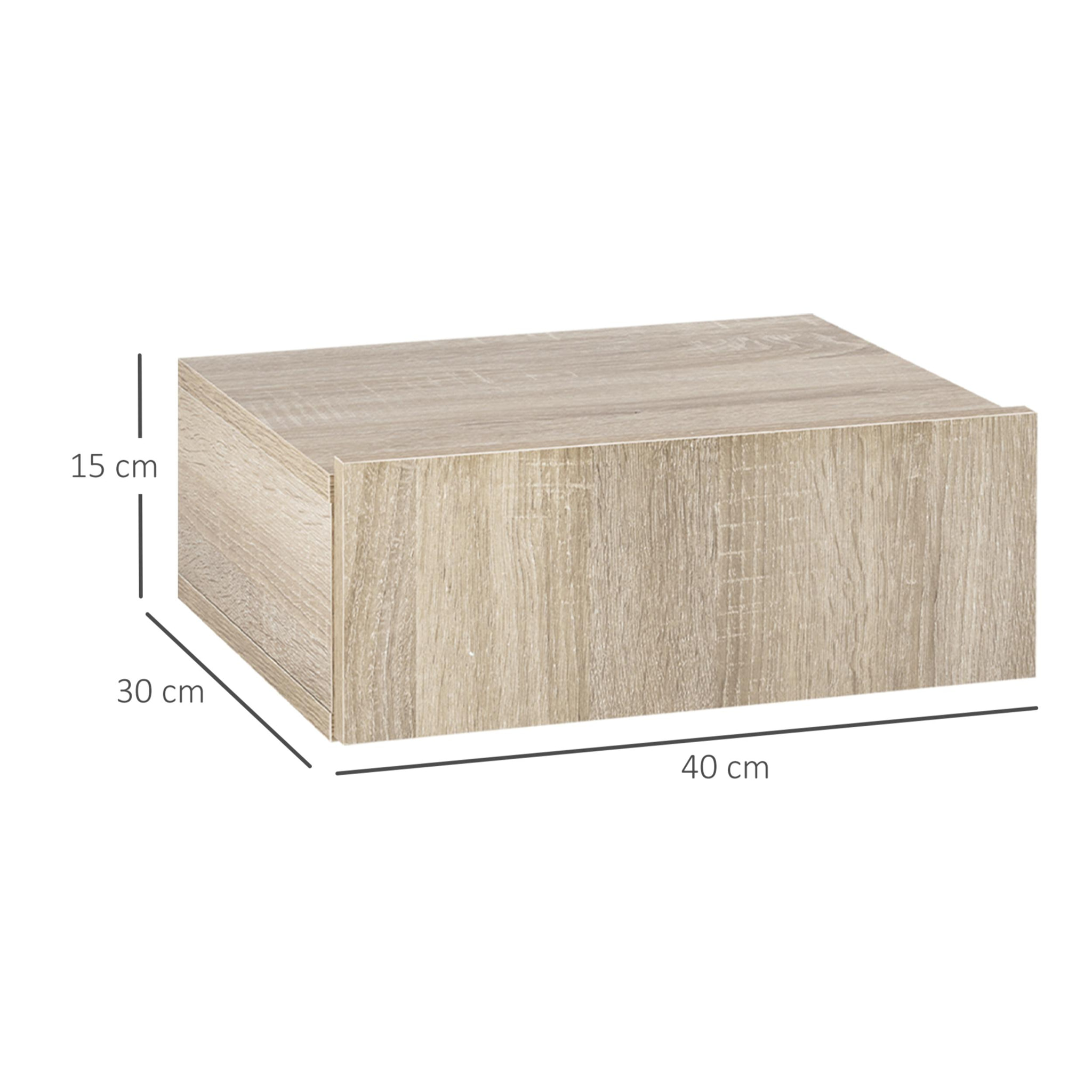 Set de 2 Mesitas de Noche Flotantes con 1 Cajón Diseño Montado en la Pared Estilo Moderno para Dormitorio 40x30x15 cm Natural