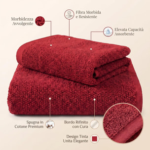 INTRECCI HOME Set Bagno Asciugamani Viso e Ospite, in Puro Cotone 500 g, Morbidezza Extra, Assorbenza Superiore