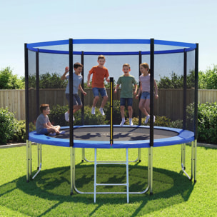 Cama Elástica para Niños Exterior Ø366 cm, Trampolín para Niños de +6 Años con Red de Seguridad, Escalera, Acolchado de Muelles y Marco de Acero Galvanizado, Carga 150 kg
