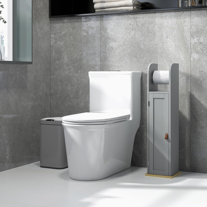 Support papier toilette - porte-papier toilette - armoire pour papier toilette - porte, 2 étagères, sortie papier gris bois clair