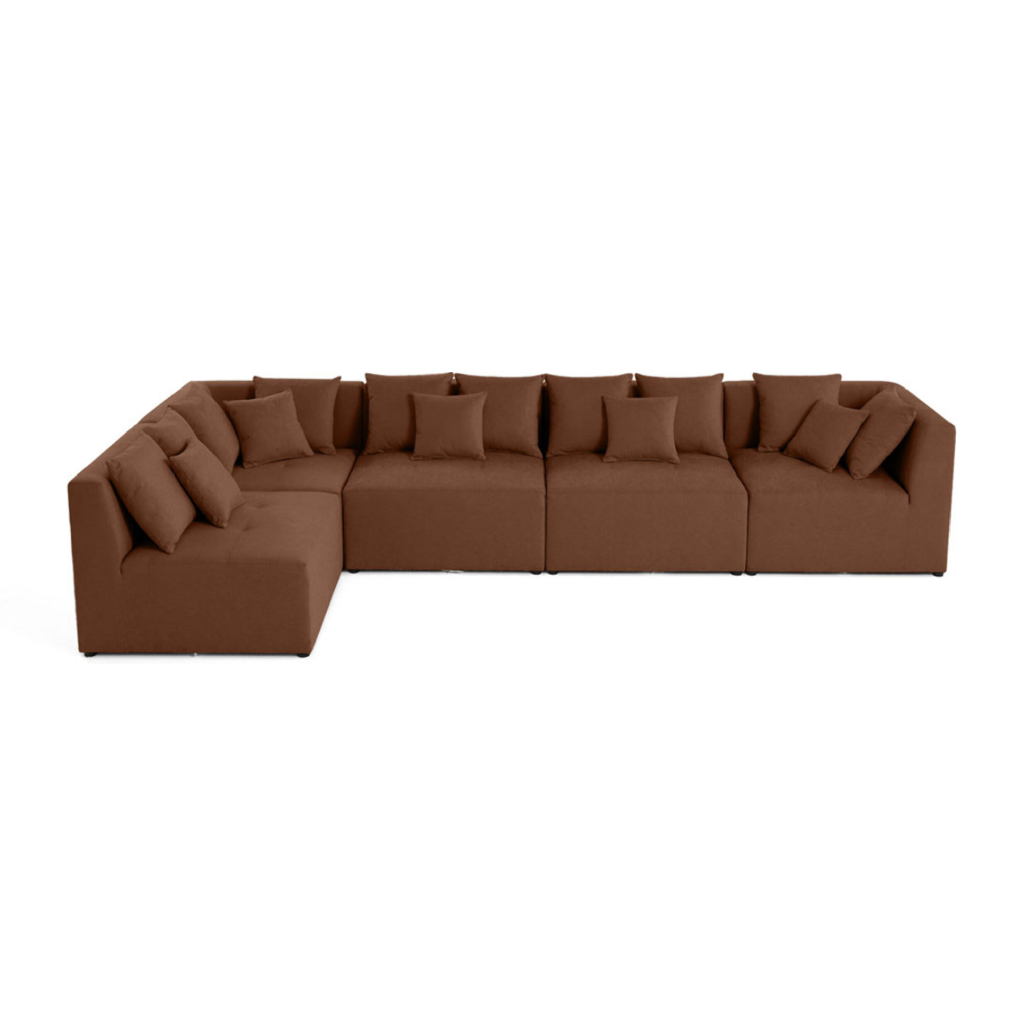 Amalfi - canapé modulable d'angle réversible - 5 places - en tissu - Terracotta