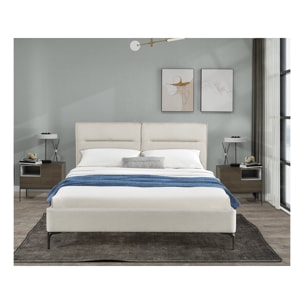 Lit double en tissu design "Moritz" - 180 x 200 cm - Beige