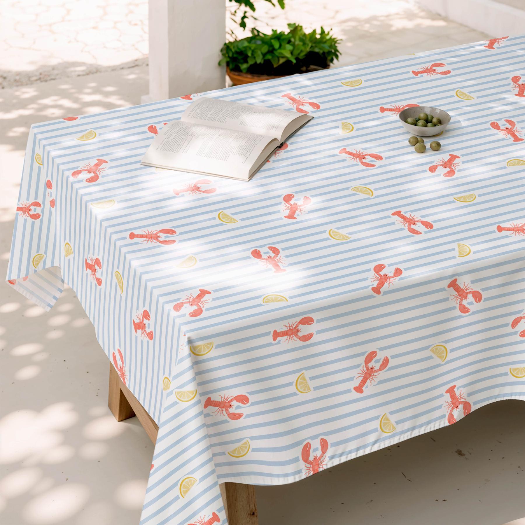 Nappe anti-taches CAMELIA BLEU - en 100 % coton