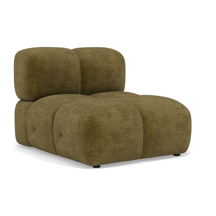 Grace - module d'assise sans accoudoir en velours texturé - Vert Olive