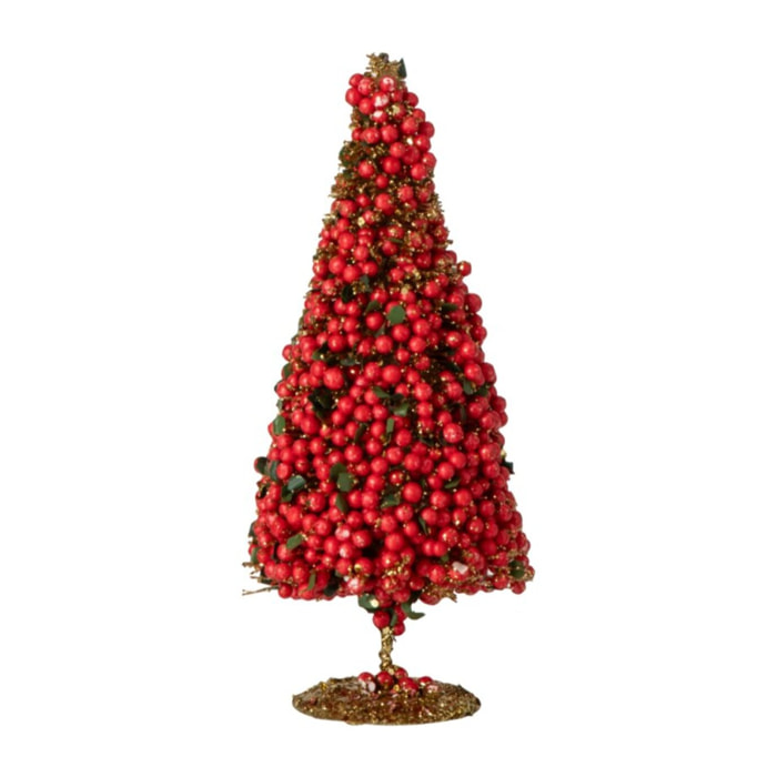 J-Line arbre baies - synthétique - rouge Noël - extra small - set de 2