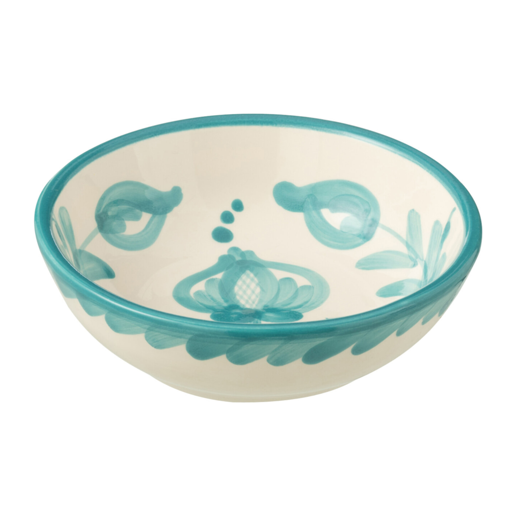 J-Line bol Granada Low - céramique - blanc/aqua - small - Ø 14 cm