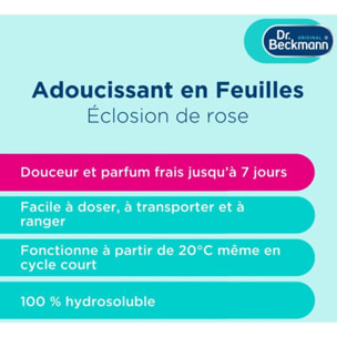 Adoucissant DR BECKMANN Feuilles Magiques - Adoucissant en Feuilles - Éclosion de Rose x30 lavages