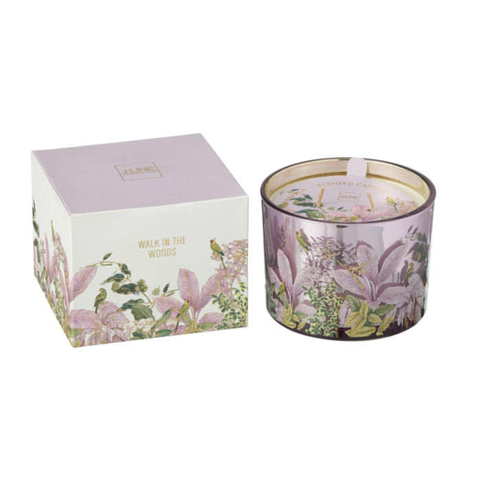 J-Line bougie parfumée Walk In The Woods - Mimosa & Rose - verre - rose - small - 30H